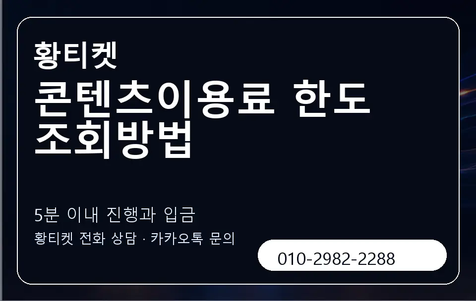 콘텐츠이용료 한도 조회방법 황티켓 캐러셀 6