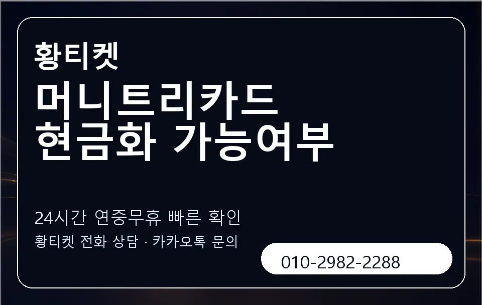 머니트리카드 현금화 가능여부 황티켓 캐러셀 2