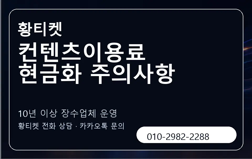 컨텐츠이용료 현금화 주의사항 황티켓 캐러셀 5
