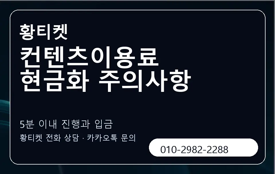컨텐츠이용료 현금화 주의사항 황티켓 캐러셀 6
