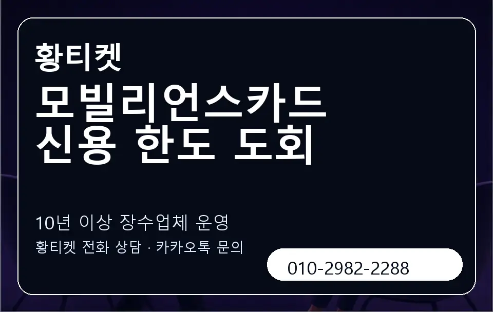 모빌리언스카드 신용 한도 도회 황티켓 캐러셀 5
