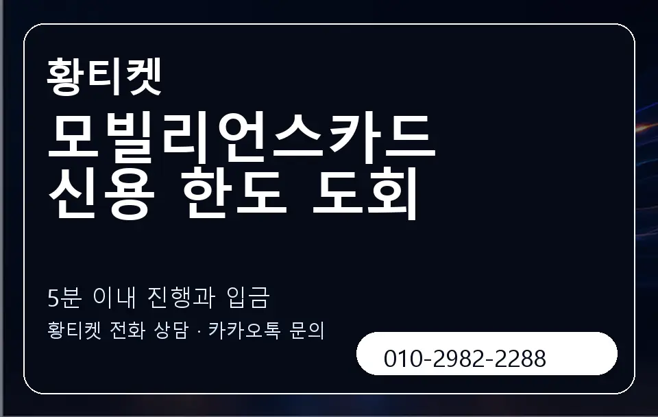 모빌리언스카드 신용 한도 도회 황티켓 캐러셀 6