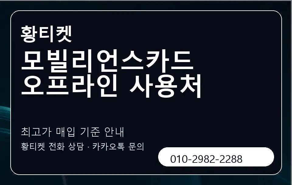 모빌리언스카드 오프라인 사용처 황티켓 캐러셀 3