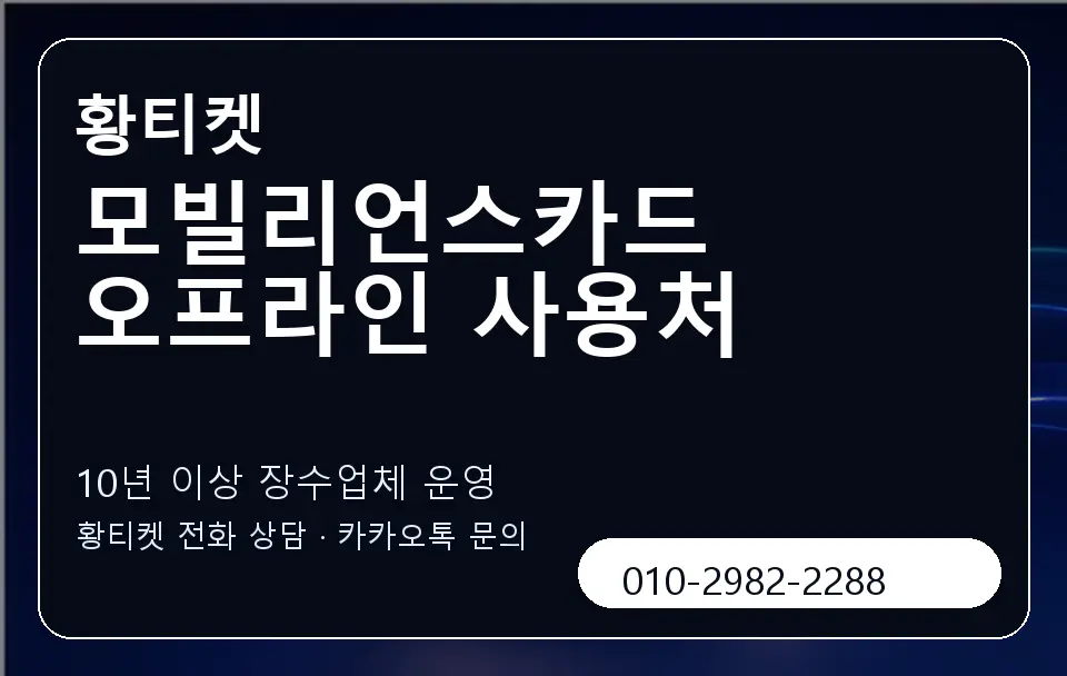 모빌리언스카드 오프라인 사용처 황티켓 캐러셀 5