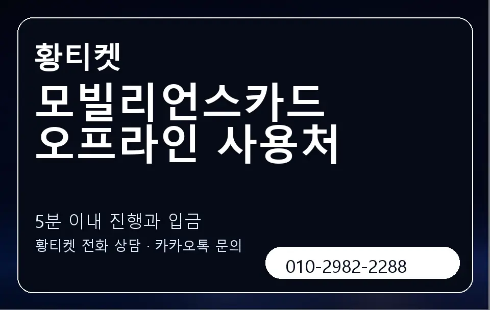 모빌리언스카드 오프라인 사용처 황티켓 캐러셀 6