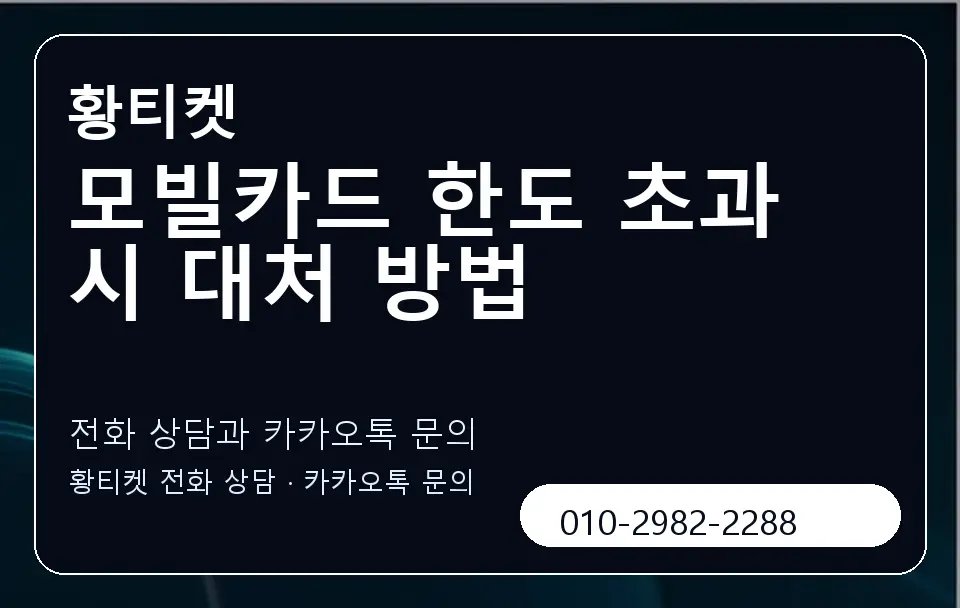 모빌카드 한도 초과 시 대처 방법 황티켓 캐러셀 1