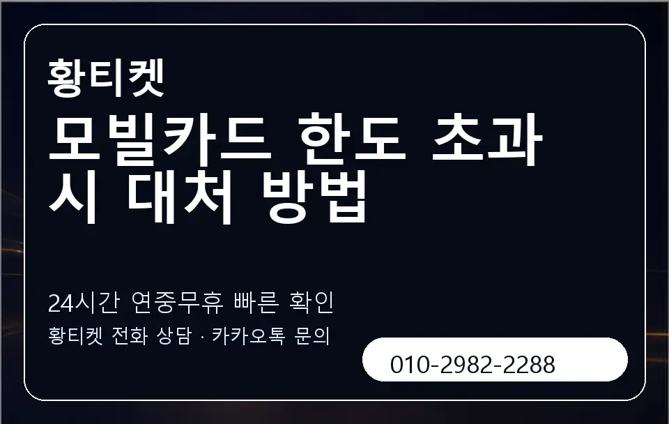 모빌카드 한도 초과 시 대처 방법 황티켓 캐러셀 2