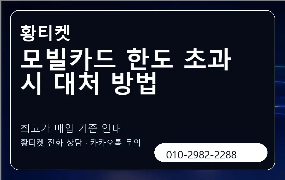 모빌카드 한도 초과 시 대처 방법 황티켓 캐러셀 3