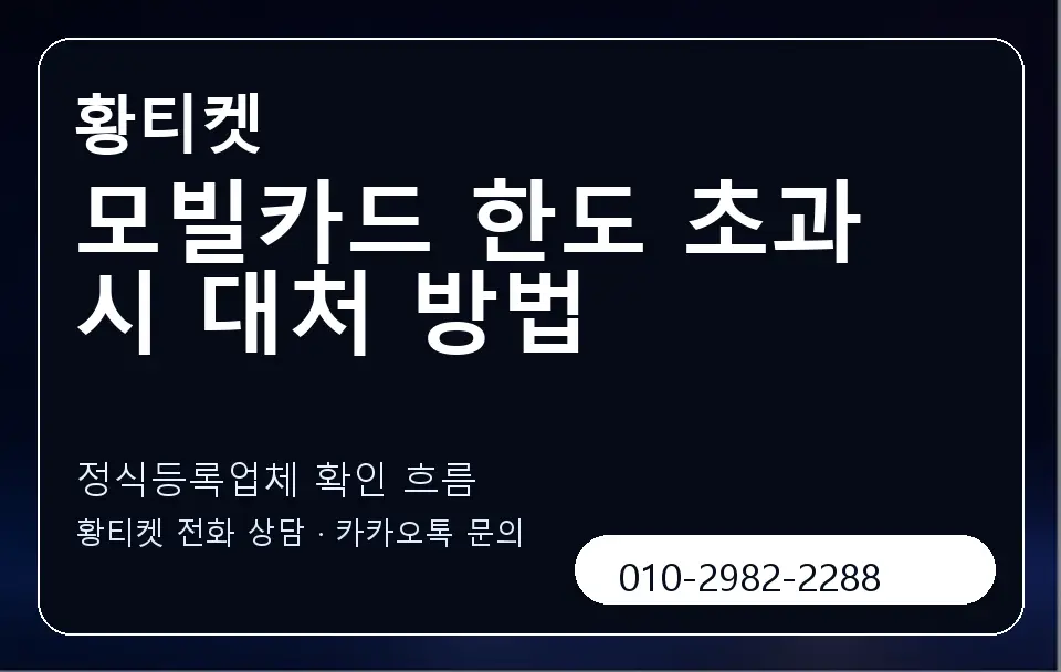 모빌카드 한도 초과 시 대처 방법 황티켓 캐러셀 4