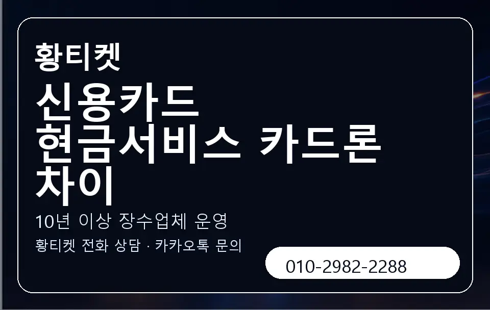 신용카드 현금서비스 카드론 차이 황티켓 캐러셀 5