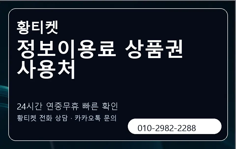 정보이용료 상품권 사용처 황티켓 캐러셀 2