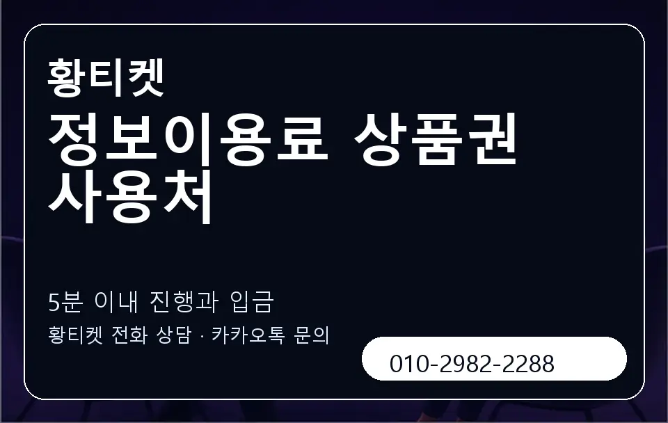 정보이용료 상품권 사용처 황티켓 캐러셀 6