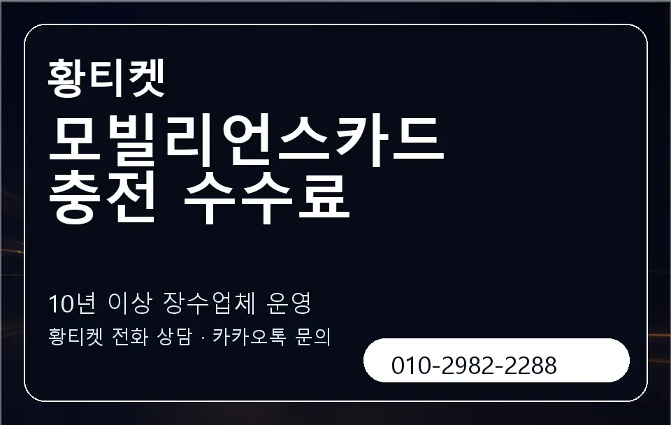 모빌리언스카드 충전 수수료 황티켓 캐러셀 5