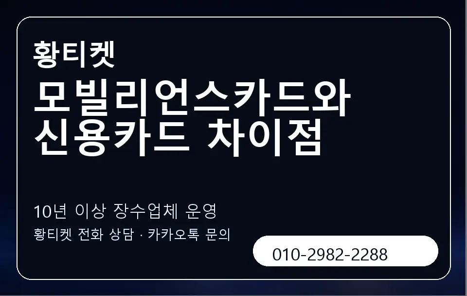 모빌리언스카드와 신용카드 차이점 황티켓 캐러셀 5