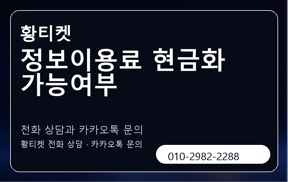 정보이용료 현금화 가능여부 황티켓 캐러셀 1