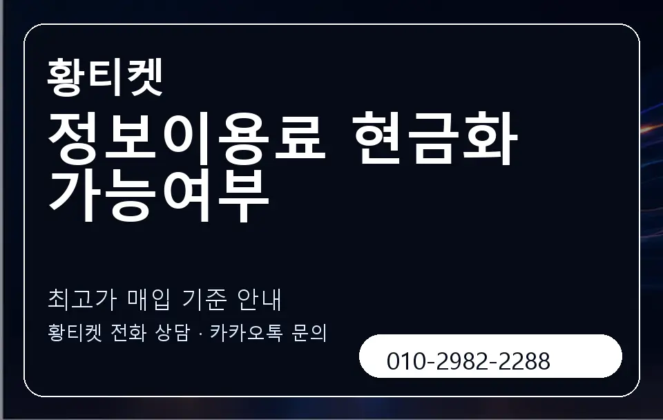 정보이용료 현금화 가능여부 황티켓 캐러셀 3