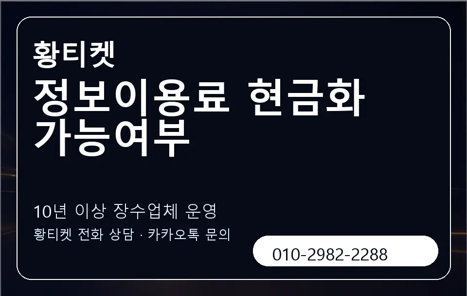정보이용료 현금화 가능여부 황티켓 캐러셀 5