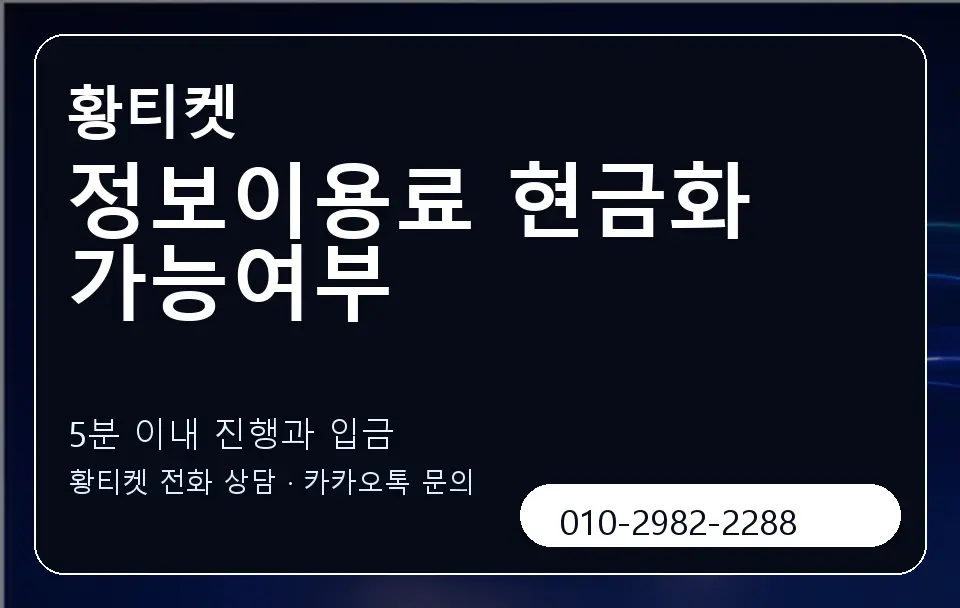 정보이용료 현금화 가능여부 황티켓 캐러셀 6