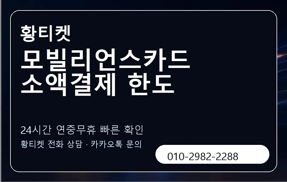 모빌리언스카드 소액결제 한도 황티켓 캐러셀 2