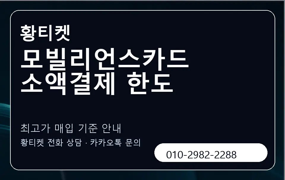 모빌리언스카드 소액결제 한도 황티켓 캐러셀 3