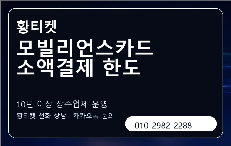 모빌리언스카드 소액결제 한도 황티켓 캐러셀 5