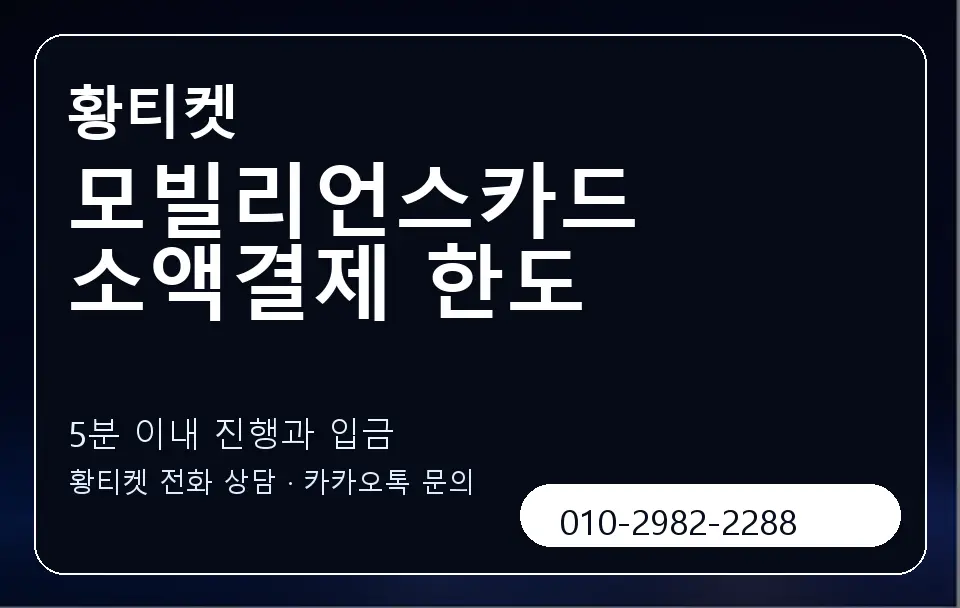 모빌리언스카드 소액결제 한도 황티켓 캐러셀 6