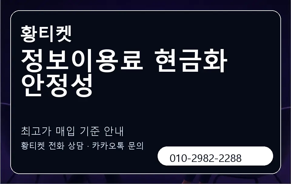 정보이용료 현금화 안정성 황티켓 캐러셀 3