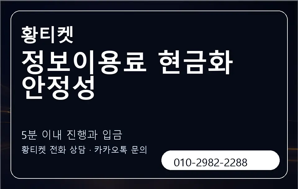 정보이용료 현금화 안정성 황티켓 캐러셀 6