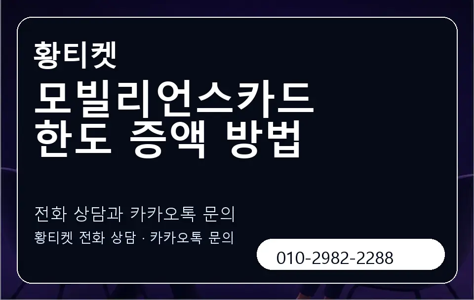 모빌리언스카드 한도 증액 방법 황티켓 캐러셀 1