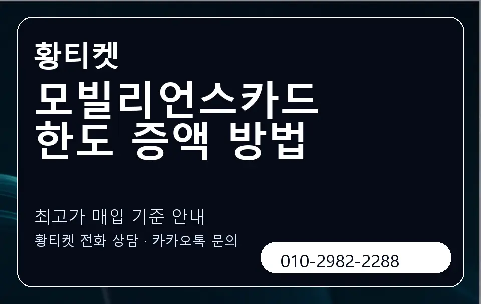 모빌리언스카드 한도 증액 방법 황티켓 캐러셀 3