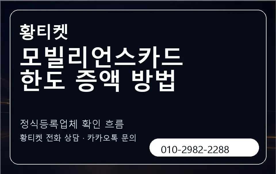 모빌리언스카드 한도 증액 방법 황티켓 캐러셀 4