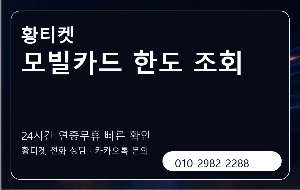 모빌카드 한도 조회 황티켓 캐러셀 2