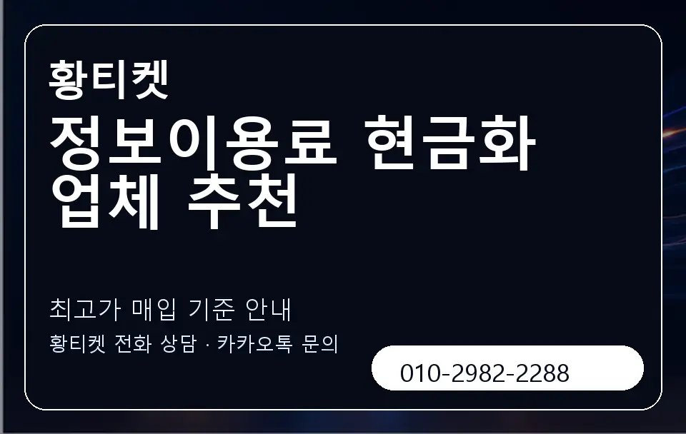 정보이용료 현금화 업체 추천 황티켓 캐러셀 3