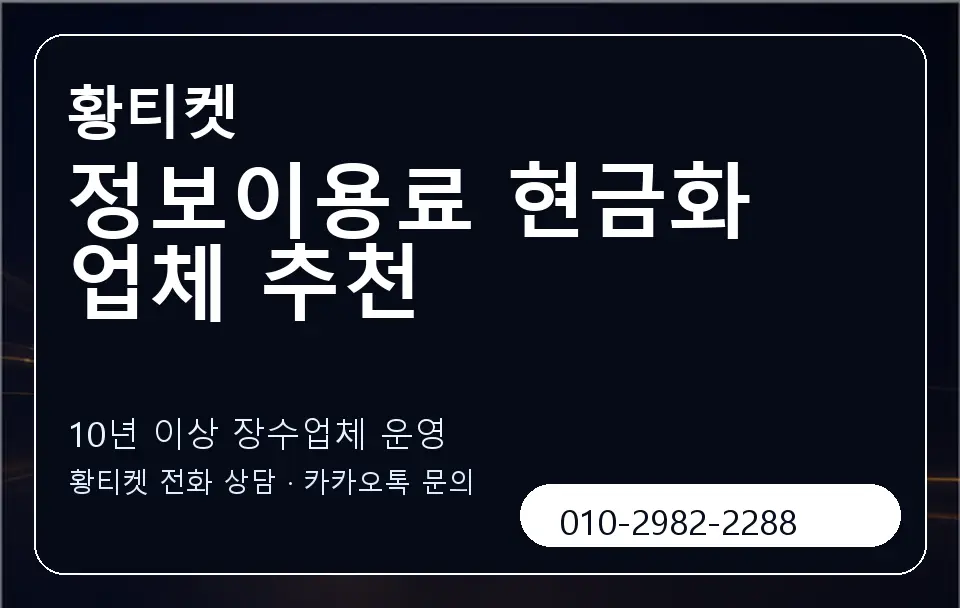 정보이용료 현금화 업체 추천 황티켓 캐러셀 5