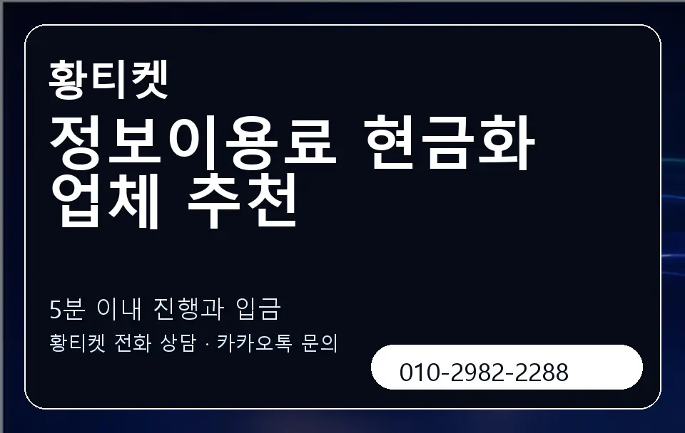 정보이용료 현금화 업체 추천 황티켓 캐러셀 6