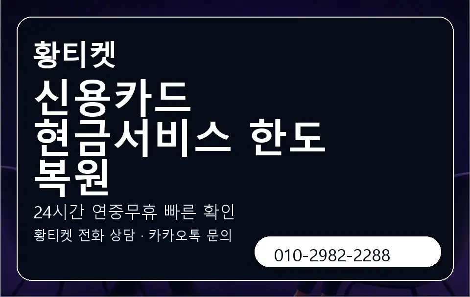 신용카드 현금서비스 한도 복원 황티켓 캐러셀 2