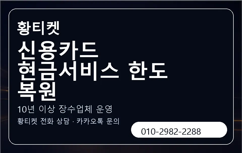 신용카드 현금서비스 한도 복원 황티켓 캐러셀 5