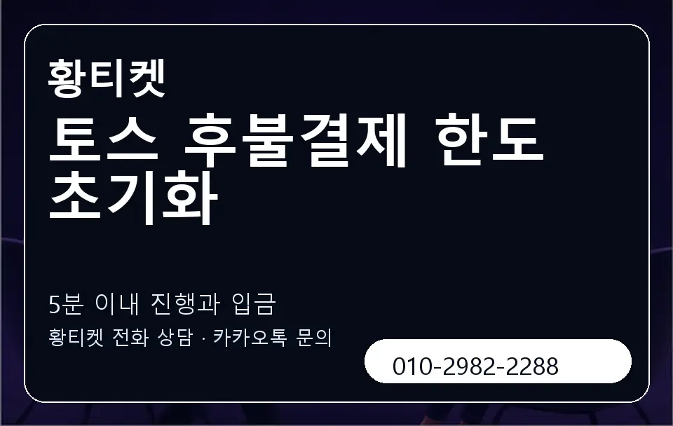토스 후불결제 한도 초기화 황티켓 캐러셀 6