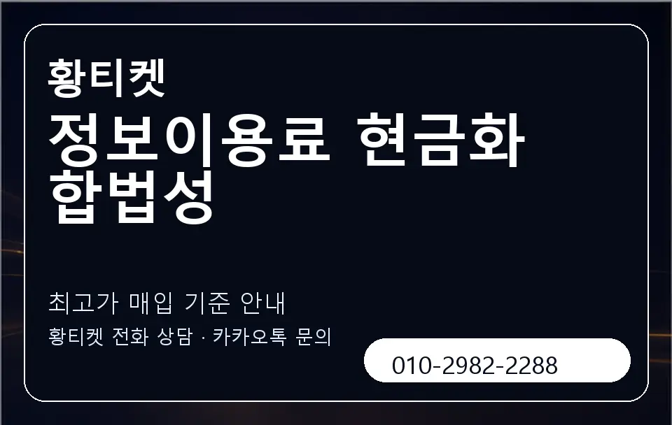 정보이용료 현금화 합법성 황티켓 캐러셀 3