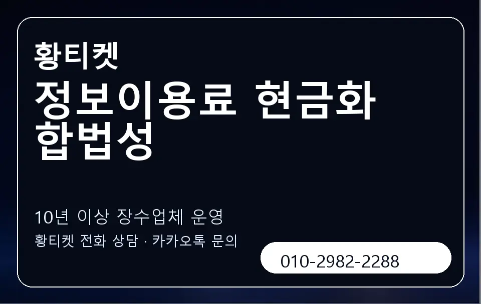 정보이용료 현금화 합법성 황티켓 캐러셀 5