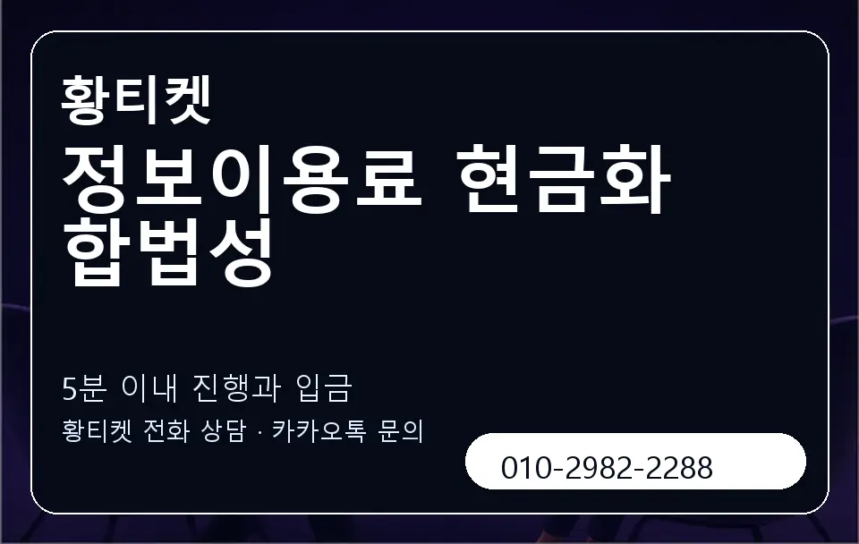 정보이용료 현금화 합법성 황티켓 캐러셀 6