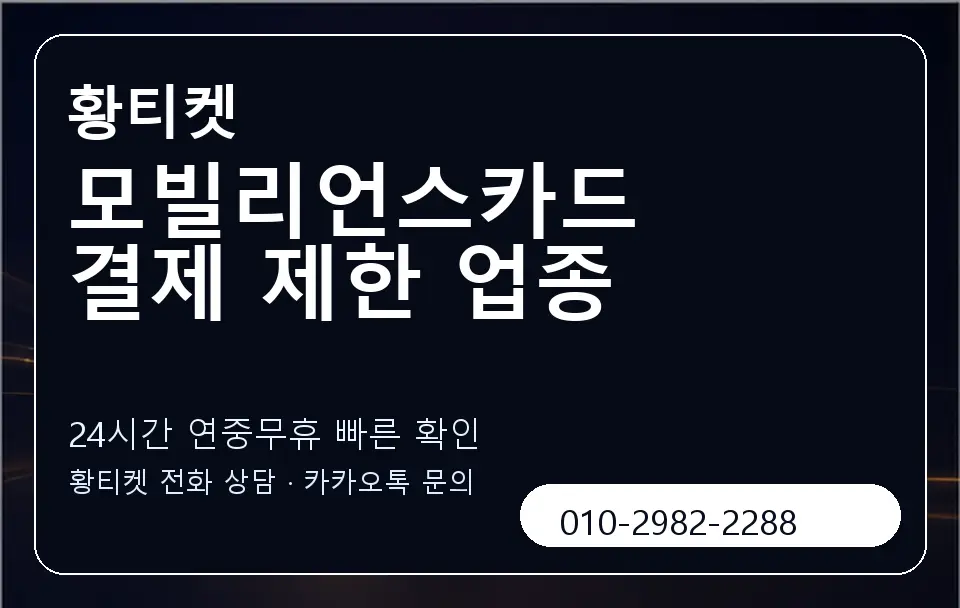 모빌리언스카드 결제 제한 업종 황티켓 캐러셀 2