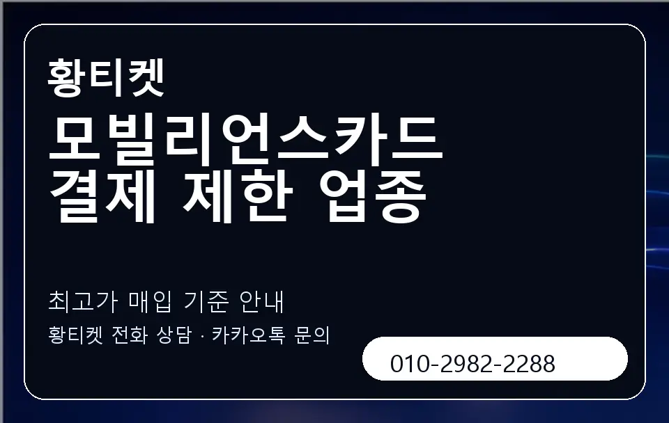 모빌리언스카드 결제 제한 업종 황티켓 캐러셀 3