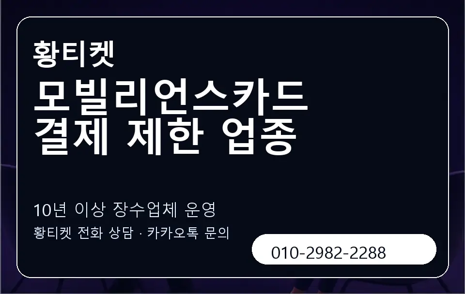 모빌리언스카드 결제 제한 업종 황티켓 캐러셀 5