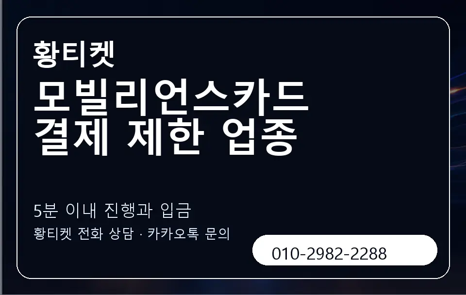 모빌리언스카드 결제 제한 업종 황티켓 캐러셀 6