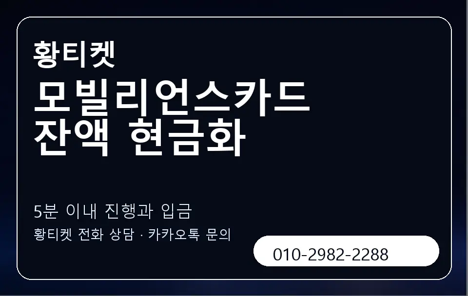 모빌리언스카드 잔액 현금화 황티켓 캐러셀 6