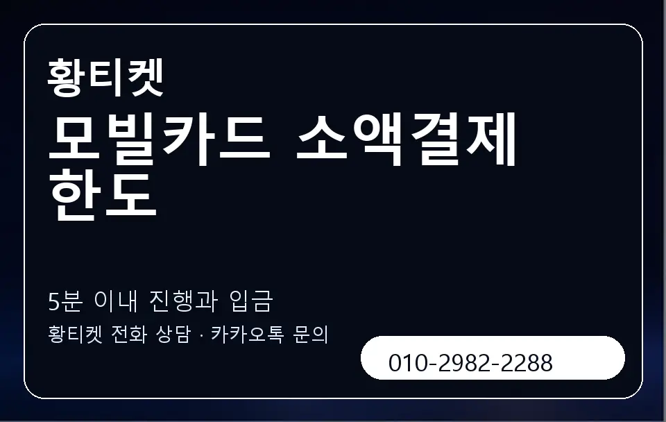모빌카드 소액결제 한도 황티켓 캐러셀 6