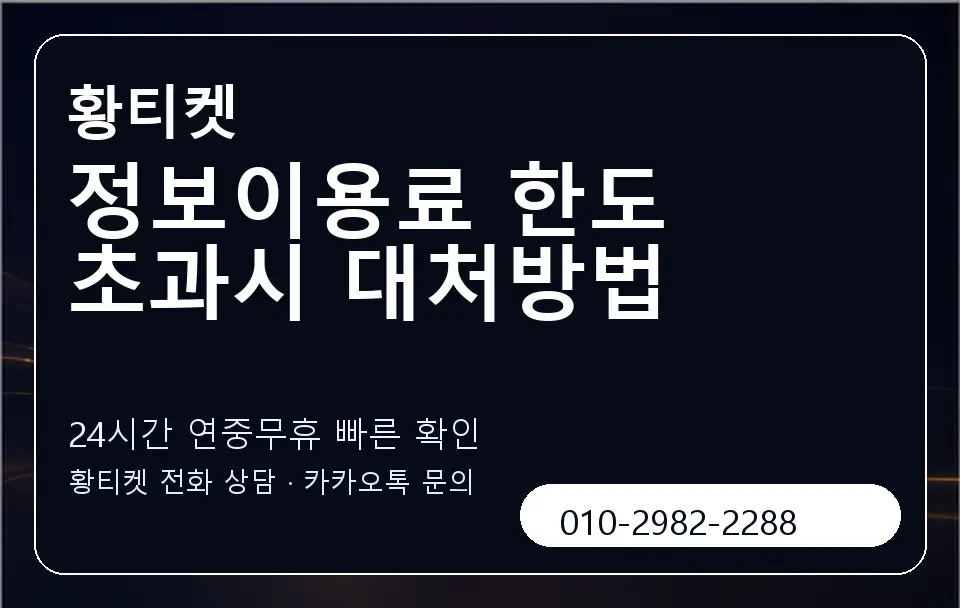 정보이용료 한도 초과시 대처방법 황티켓 캐러셀 2