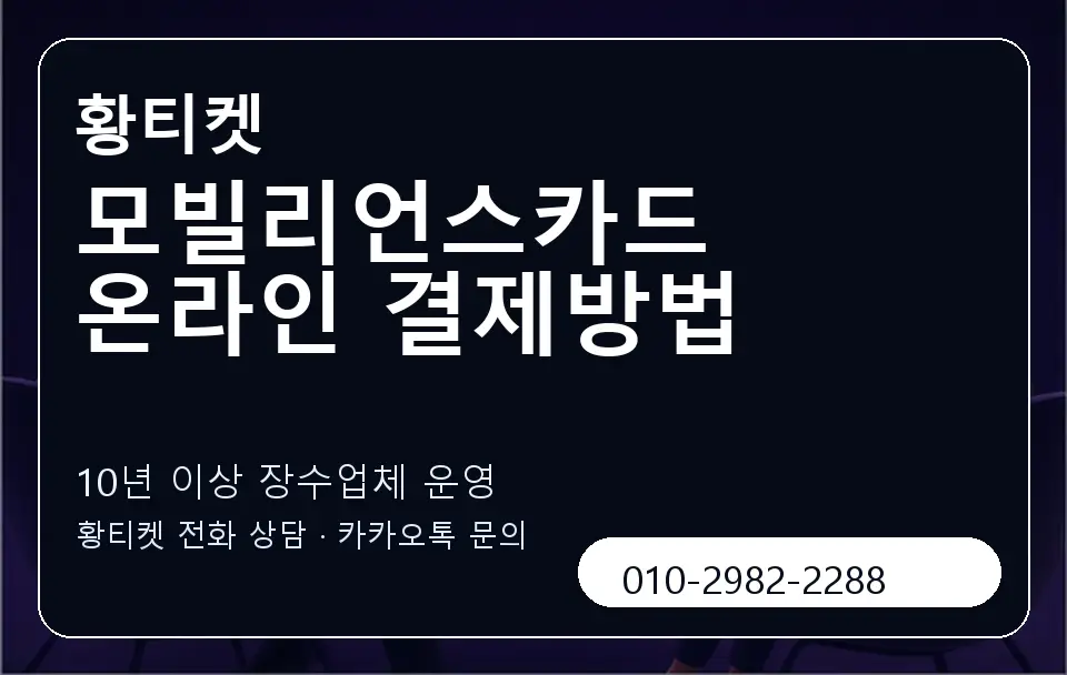 모빌리언스카드 온라인 결제방법 황티켓 캐러셀 5
