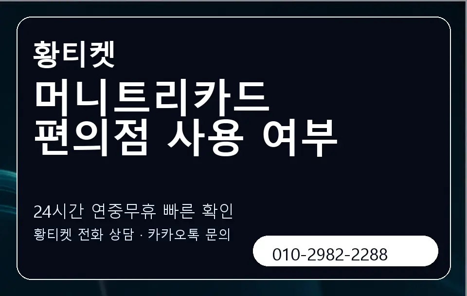 머니트리카드 편의점 사용 여부 황티켓 캐러셀 2